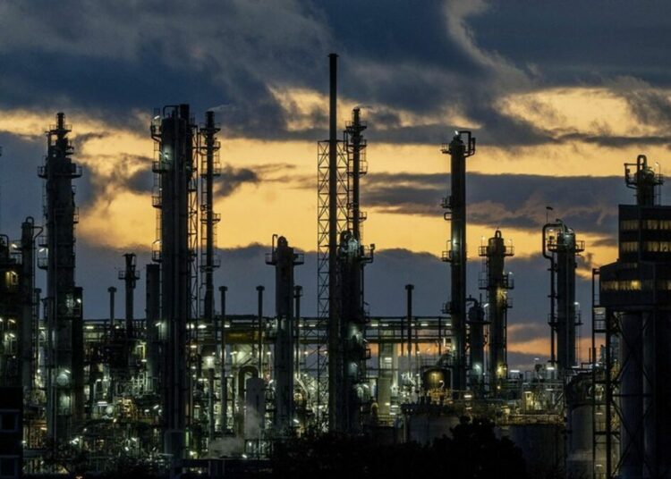 Chimneys and pipes are pictured on the BASF chemical plant in Ludwigshafen, Germany, Tuesday, Sept. 27, 2022. (AP Photo/Michael Probst)/PRO130/22270689709874//2209272116